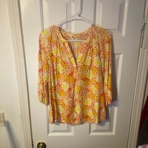 crown & ivy Citrus Patterned Women's Blouse